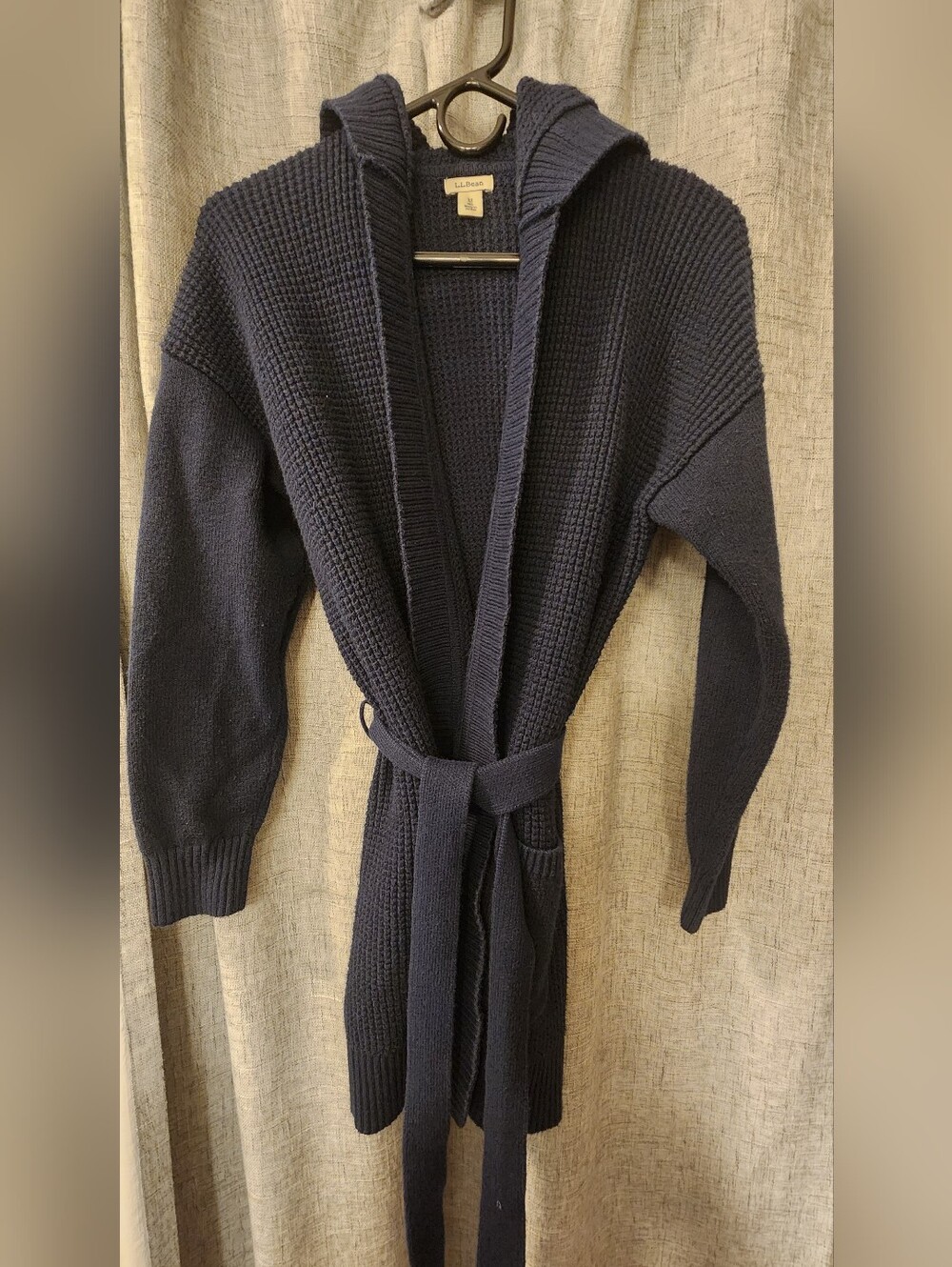 L.L.Bean Navy Knit Belted Cardigan